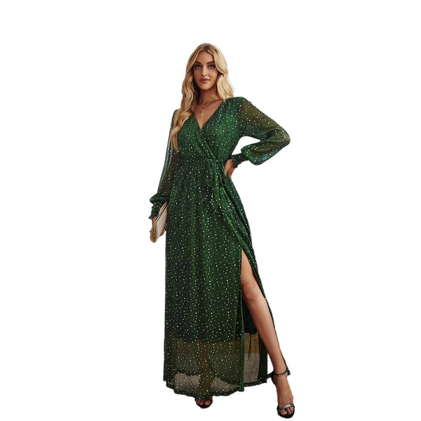 Abito donna con paillettes e spacco