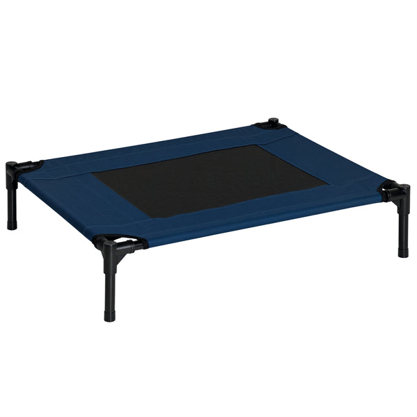 Lettino rialzato per cani e gatti 76 × 61 cm, blu e nero