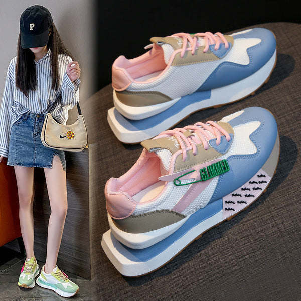 Sneakers donna con inserti in rete e suola rialzata