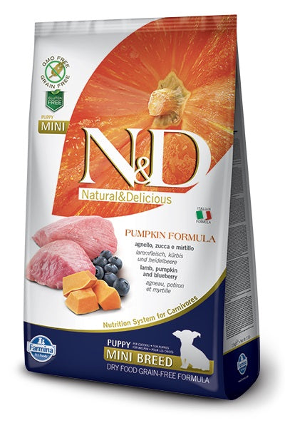 N&D DOG PUMPKIN PUPPY MINI AGNELLO ZUCCA & MIRTILLO 800 GR.