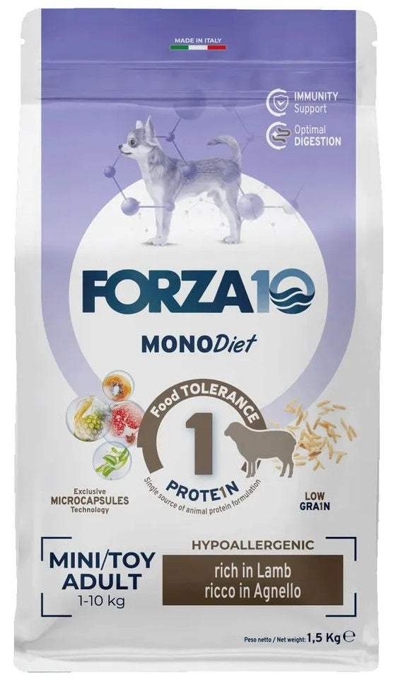 FORZA 10 DIET ADULT MINI & TOY AGNELLO & RISO 1,5 KG.
