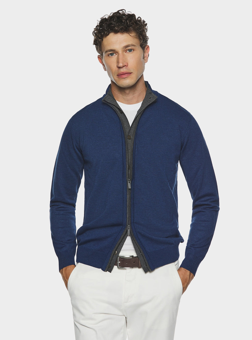 Cardigan con zip e bottoni-0