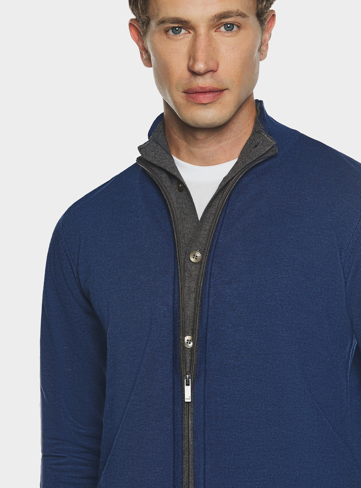 Cardigan con zip e bottoni-1
