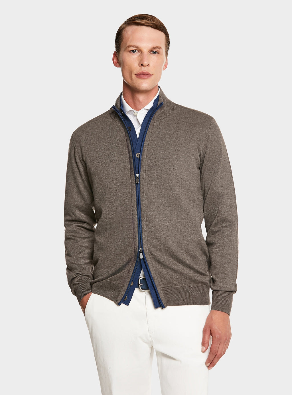 Cardigan con zip e bottoni-0