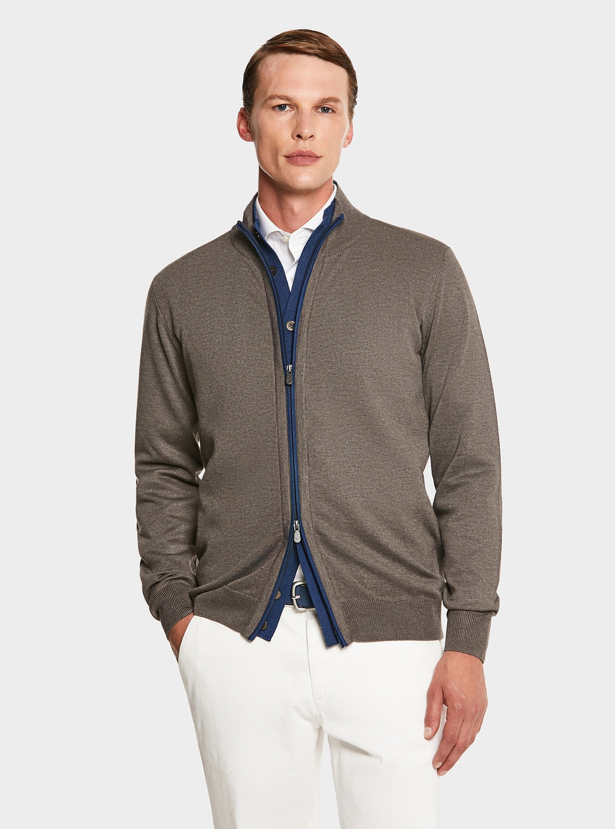 Cardigan con zip e bottoni-0