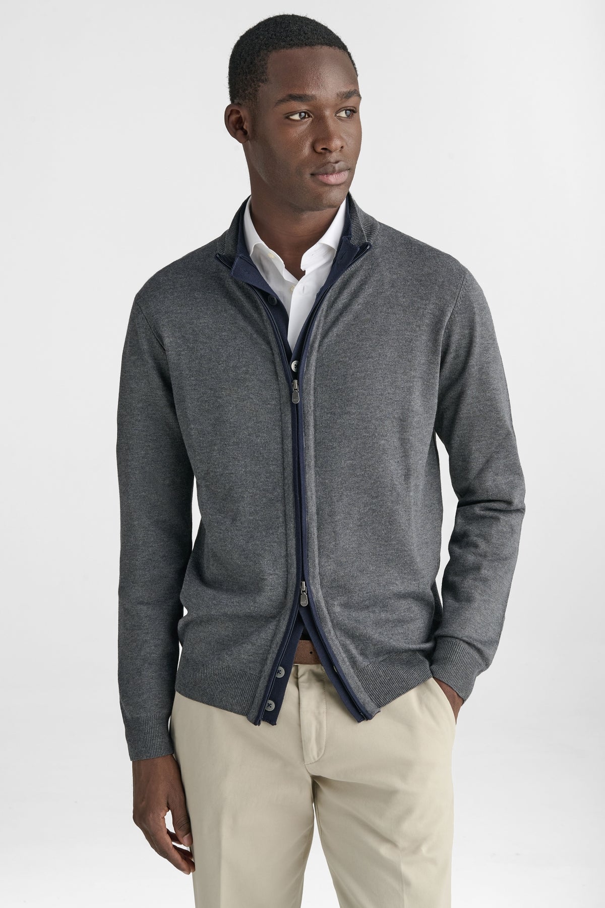 Cardigan con zip e bottoni-0