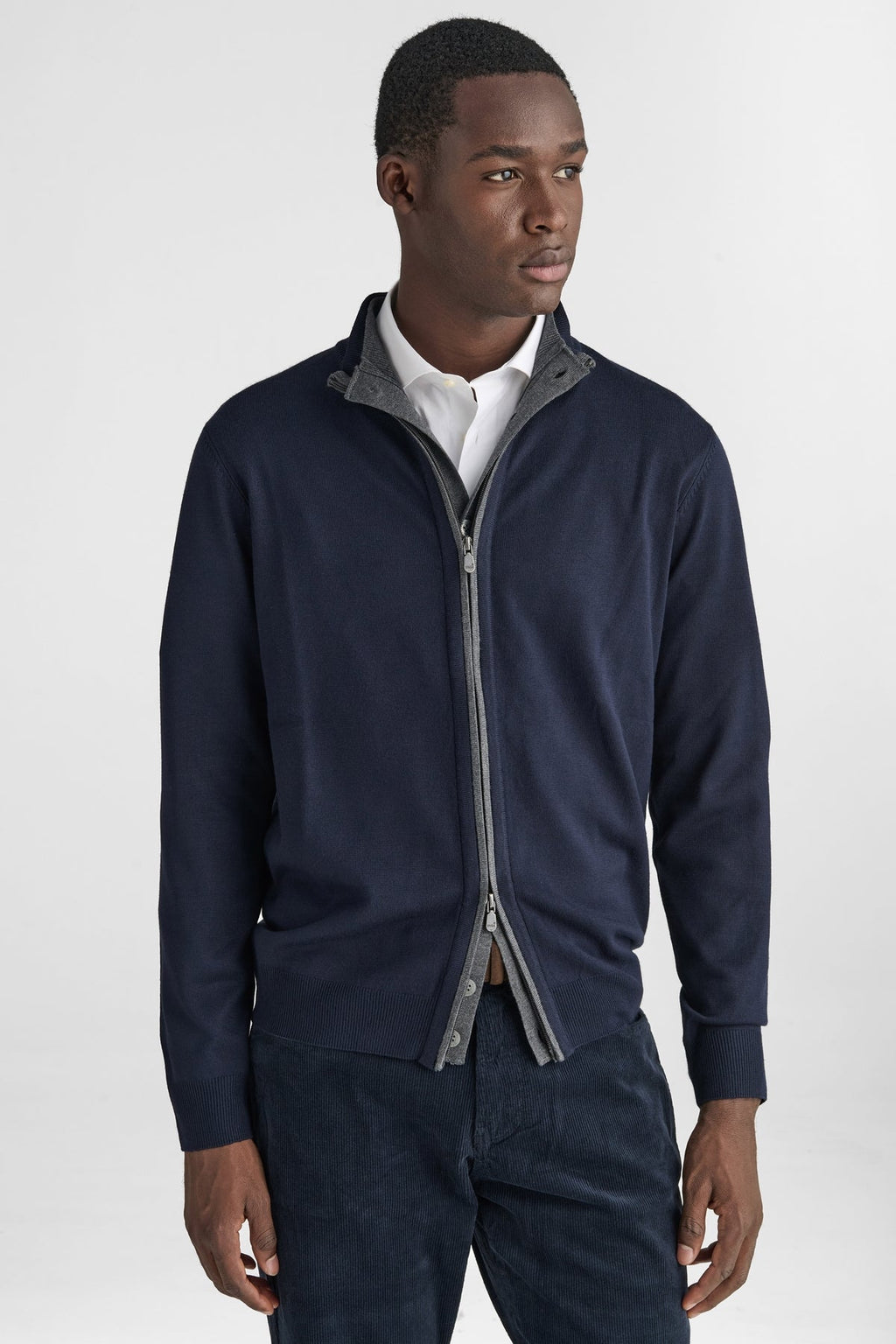 Cardigan con zip e bottoni-0