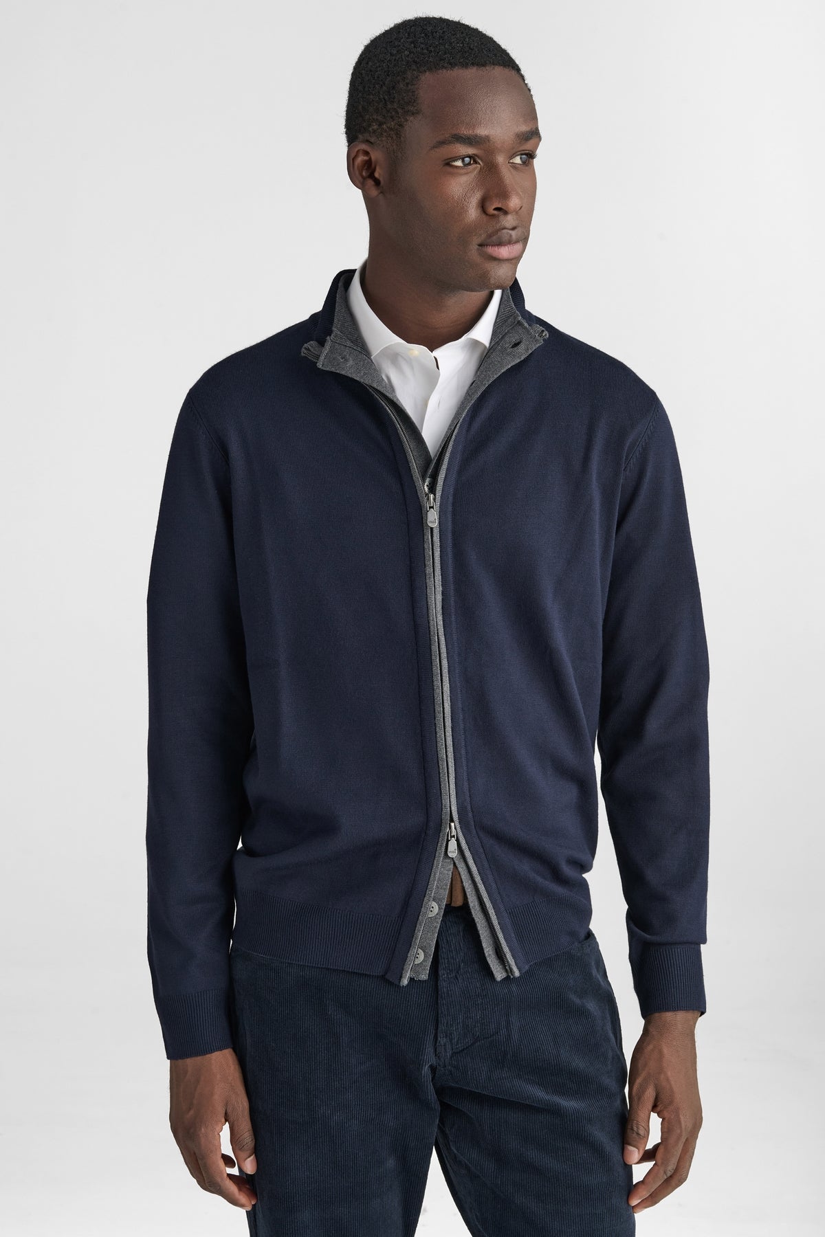 Cardigan con zip e bottoni-0