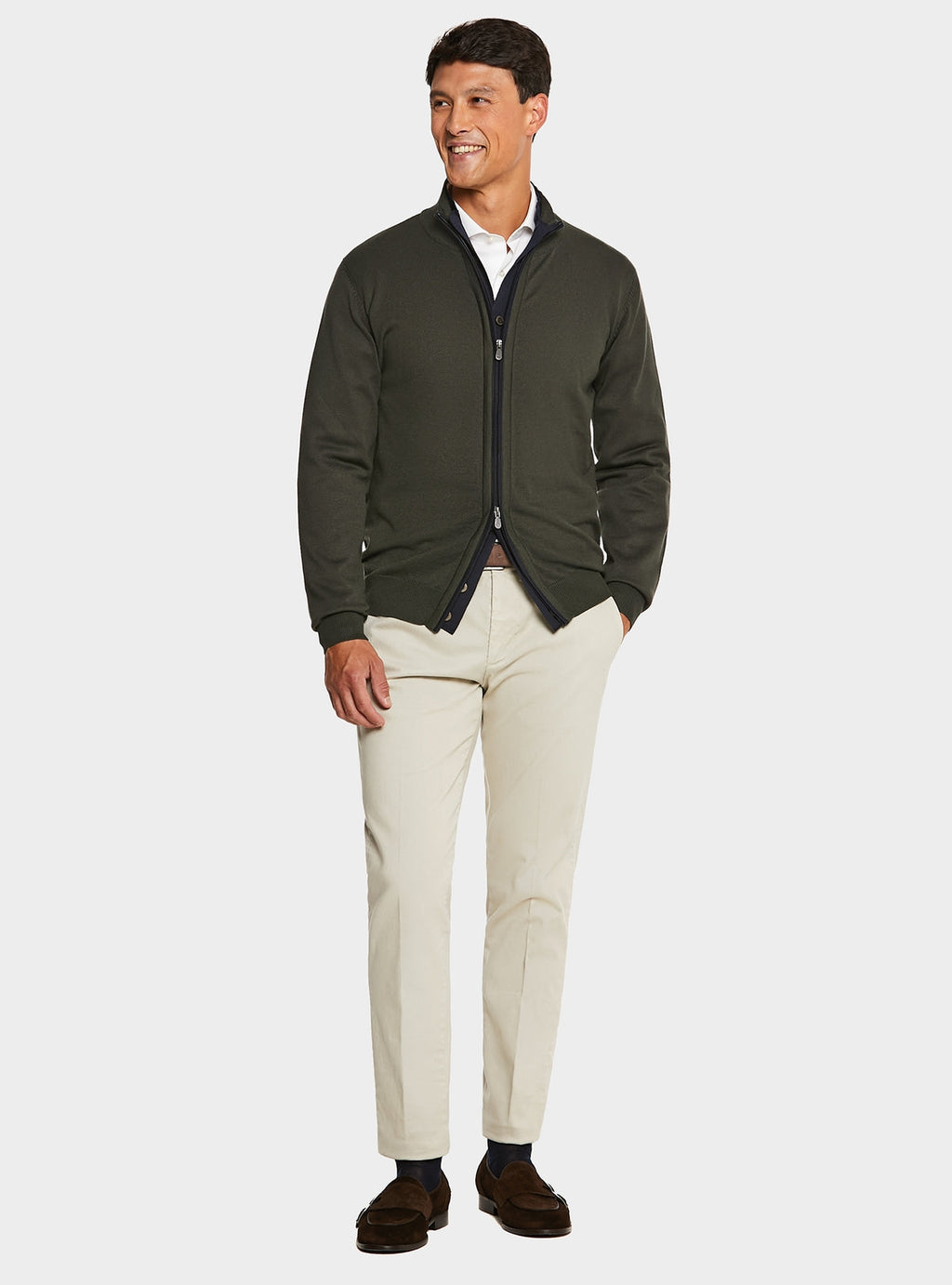 Cardigan con zip e bottoni-1