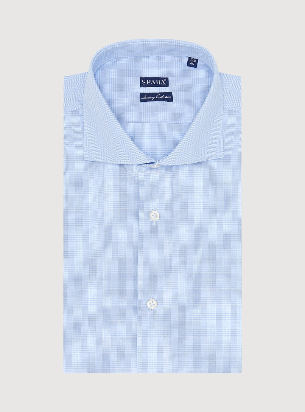 Camicia collo francese in puro cotone Principe di Galles-0