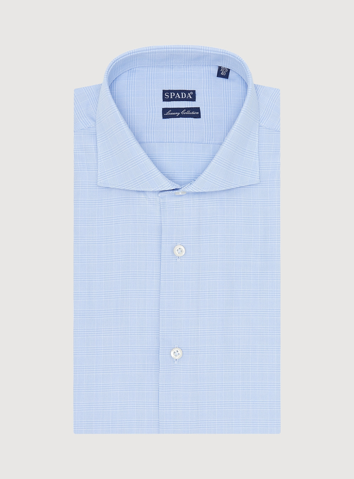 Camicia collo francese in puro cotone Principe di Galles-0