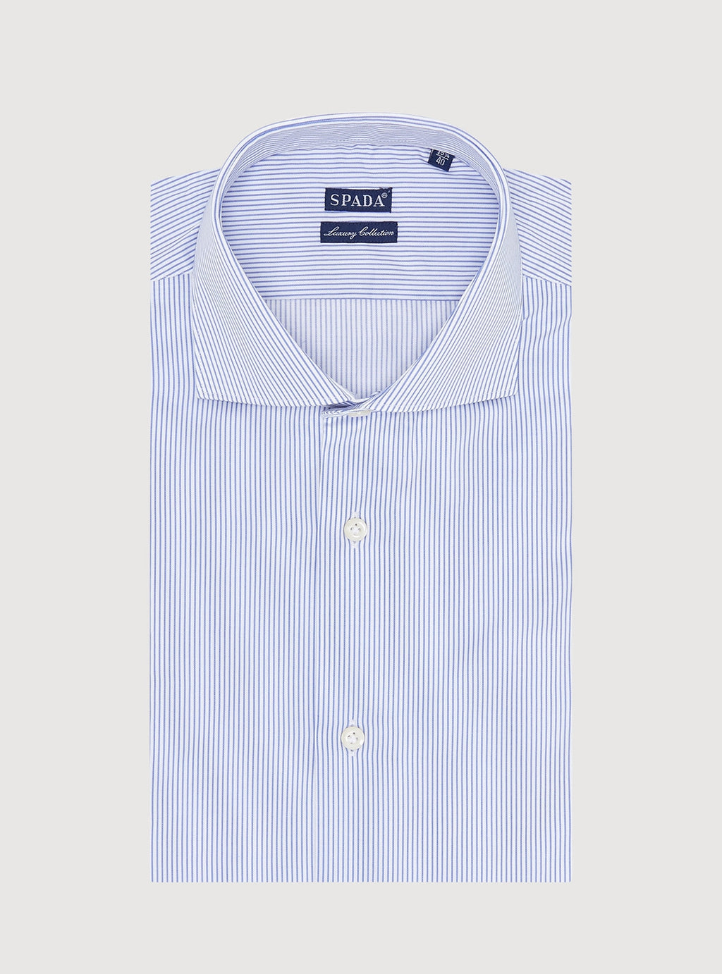 Camicia collo francese  in puro cotone a riga stretta-0