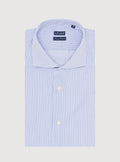 Camicia collo francese  in puro cotone a riga stretta-0