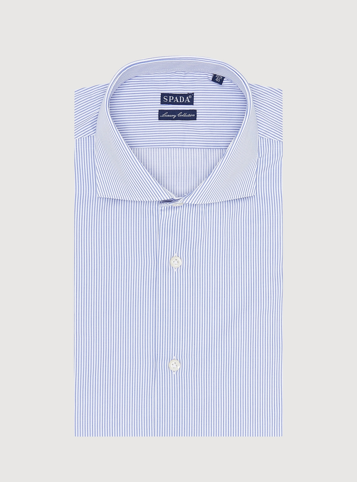 Camicia collo francese  in puro cotone a riga stretta-0