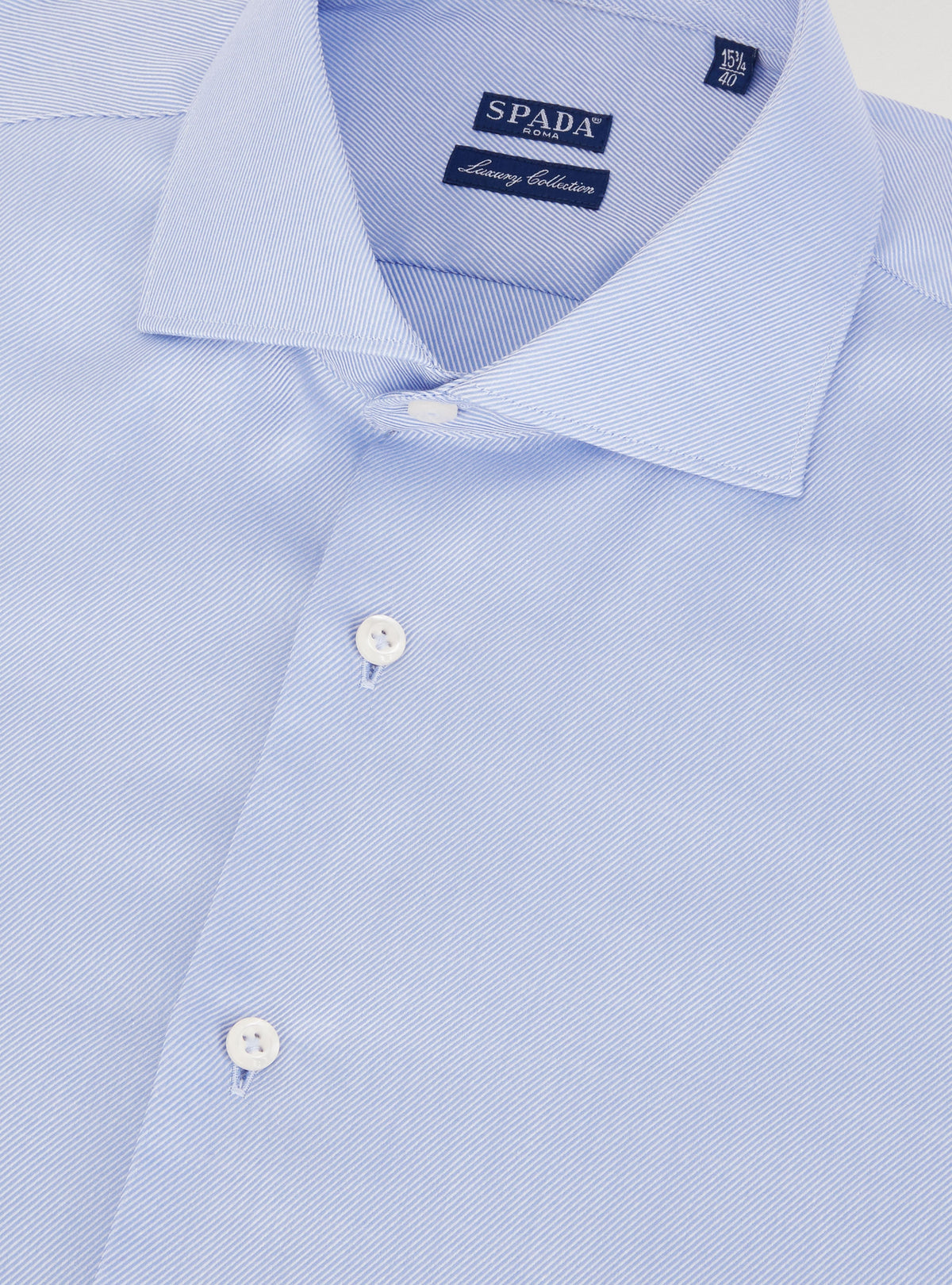 Camicia collo francese in puro cotone trama diagonale-0