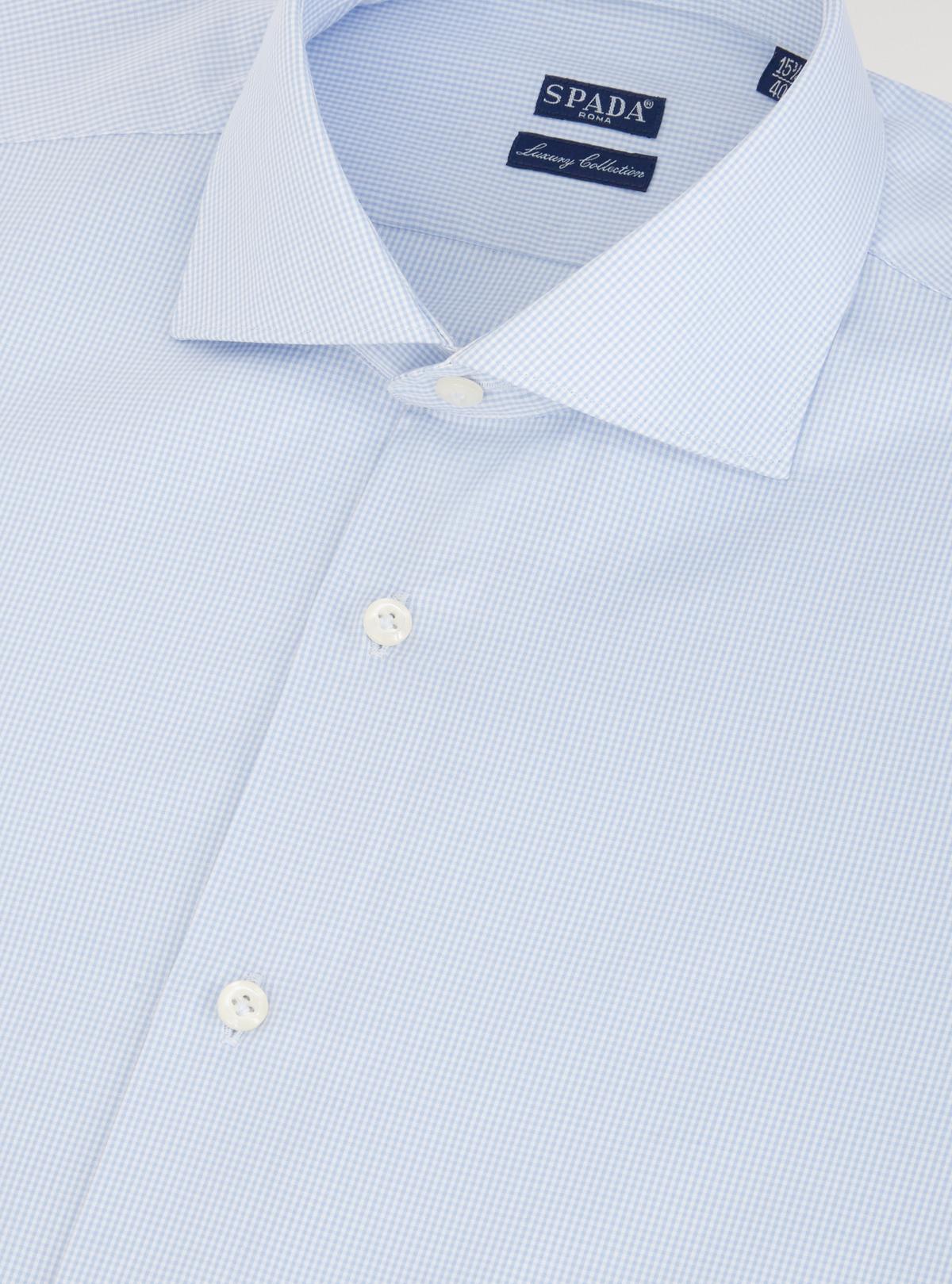Camicia collo francese in puro cotone micro quadretto-1
