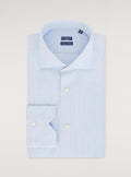 Camicia collo francese in puro cotone micro quadretto-0