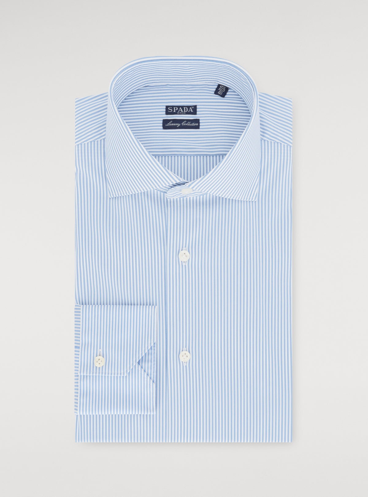 Camicia collo francese in puro cotone a righe-0