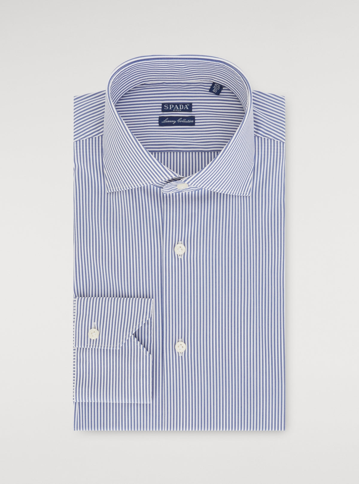 Camicia collo francese in puro cotone a righe-0