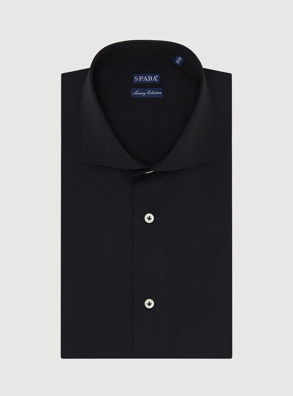 Camicia collo francese in puro cotone tinta unita-0
