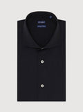 Camicia collo francese in puro cotone tinta unita-0