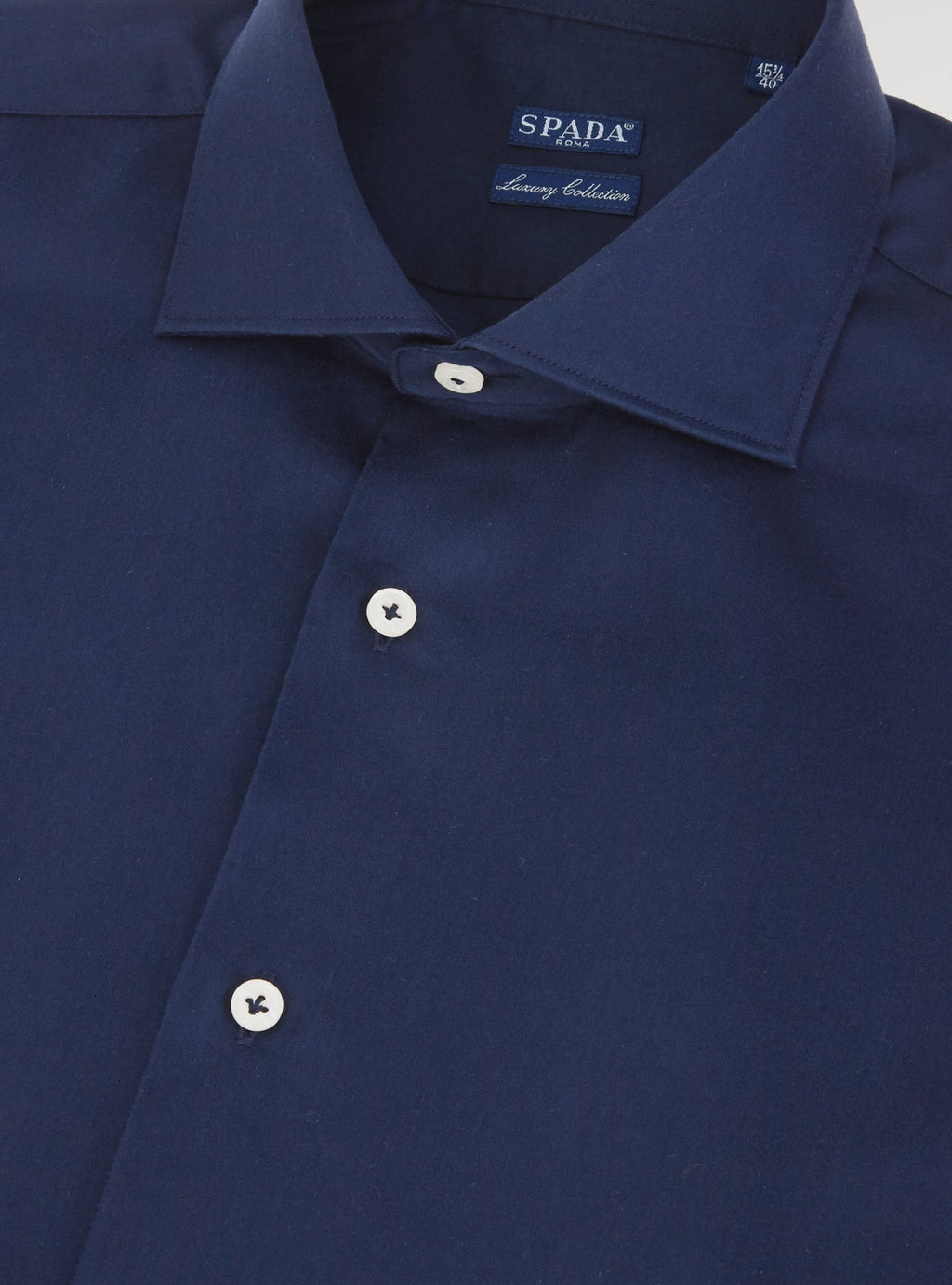 Camicia collo francese in puro cotone tinta unita-2