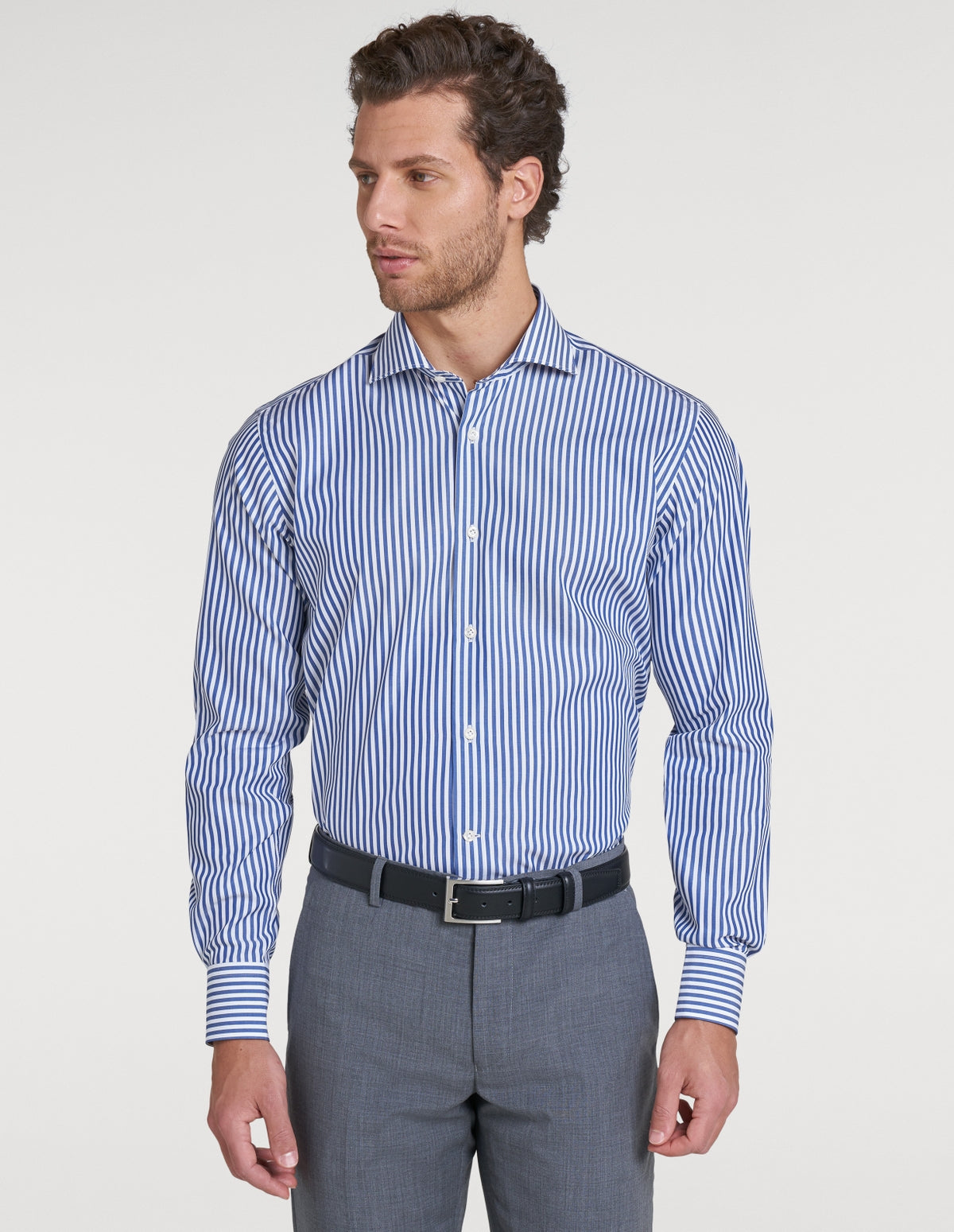 Camicia collo francese a bastoncino in 100% cotone-1