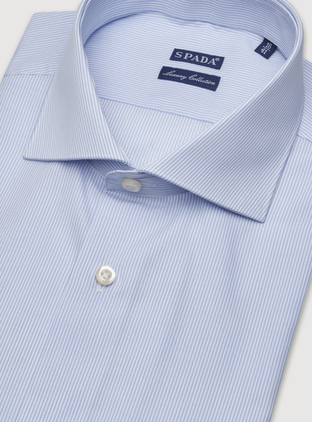Camicia collo francese in puro cotone a righe strette-1