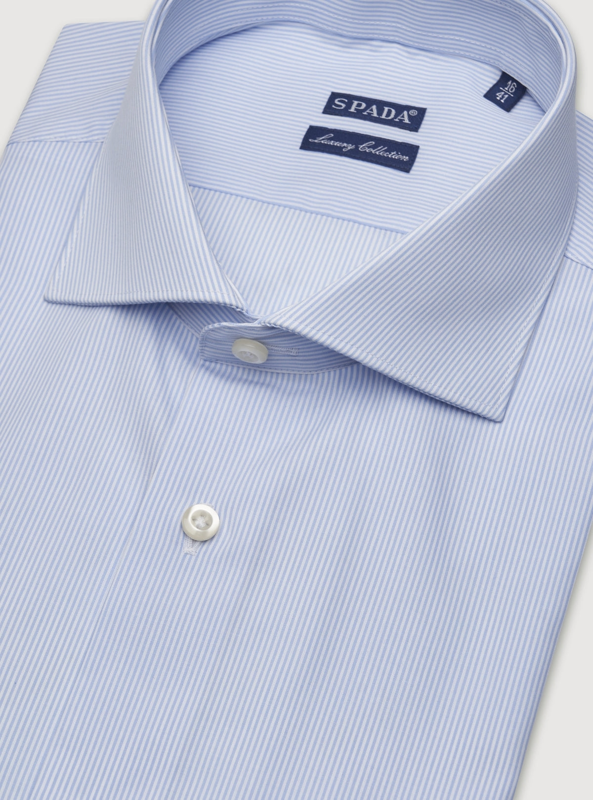 Camicia collo francese in puro cotone a righe strette-1