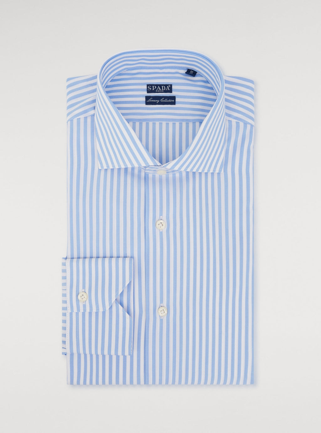 Camicia collo francese in puro cotone a righe larghe-0