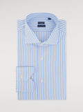 Camicia collo francese in puro cotone a righe larghe-0