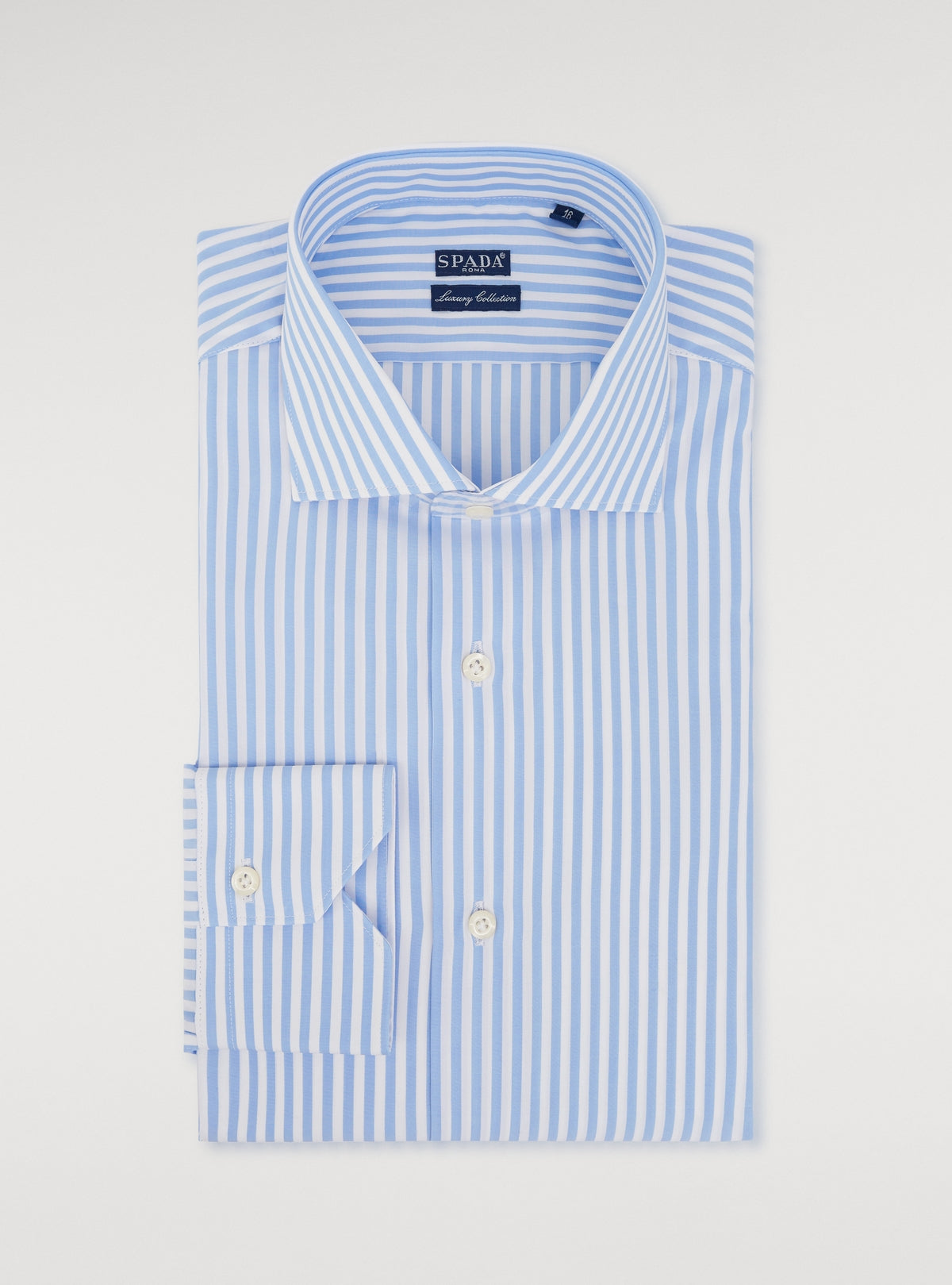 Camicia collo francese in puro cotone a righe larghe-0