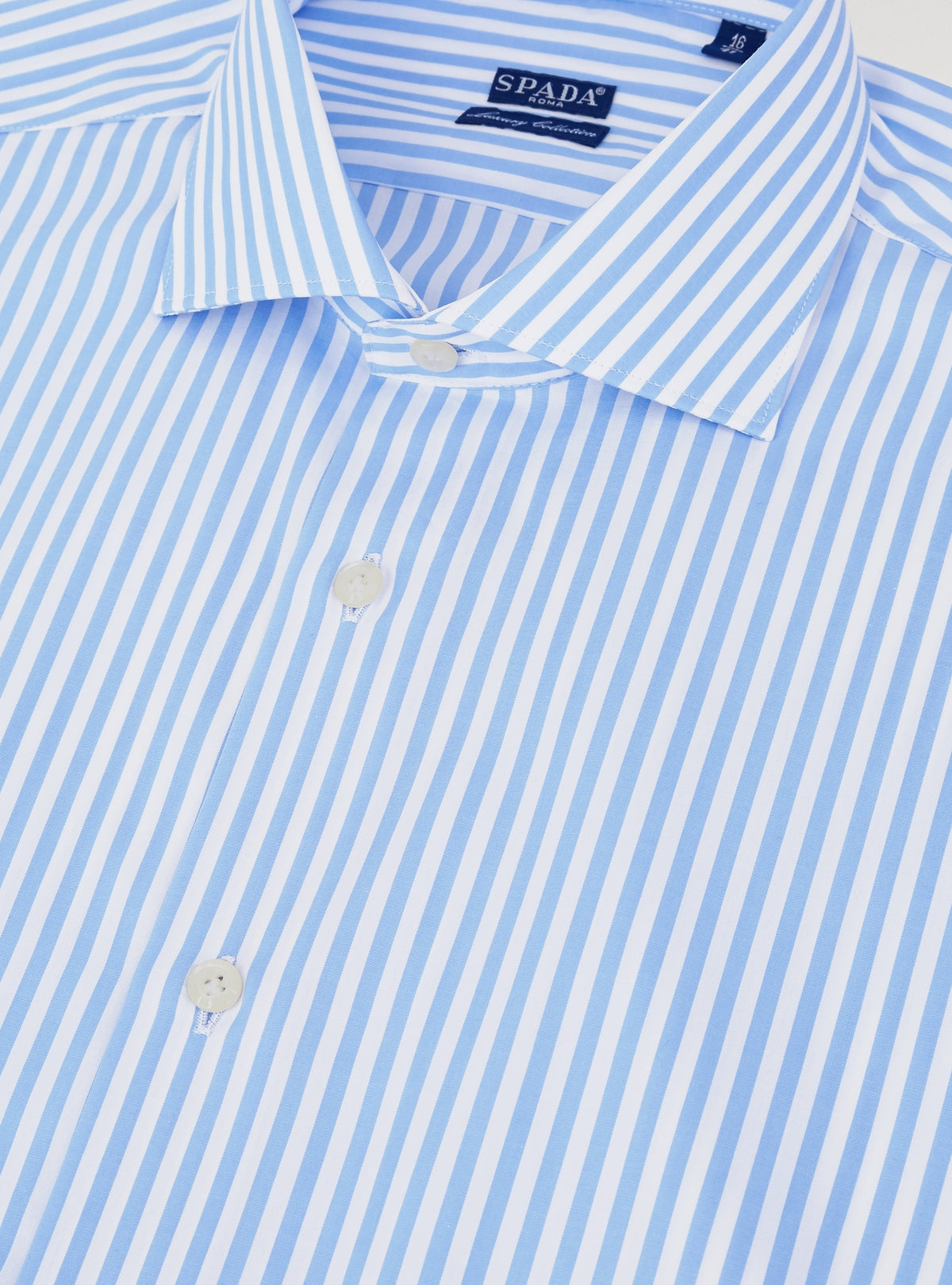 Camicia collo francese in puro cotone a righe larghe-1