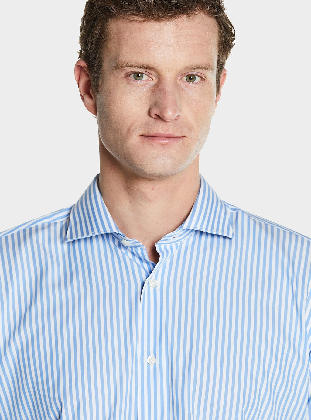 Camicia collo francese in puro cotone a righe larghe-2