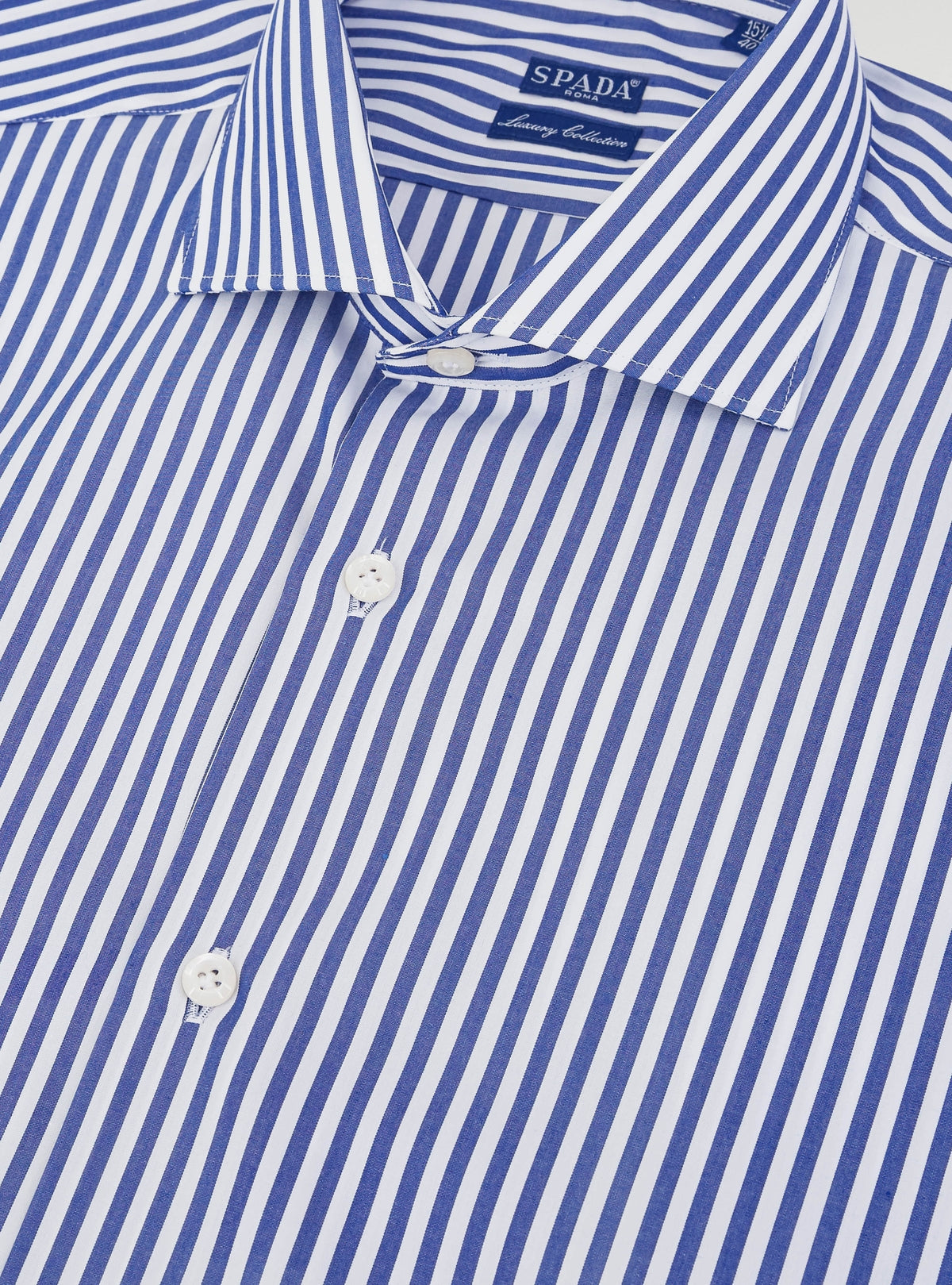 Camicia collo francese in puro cotone a righe larghe-1