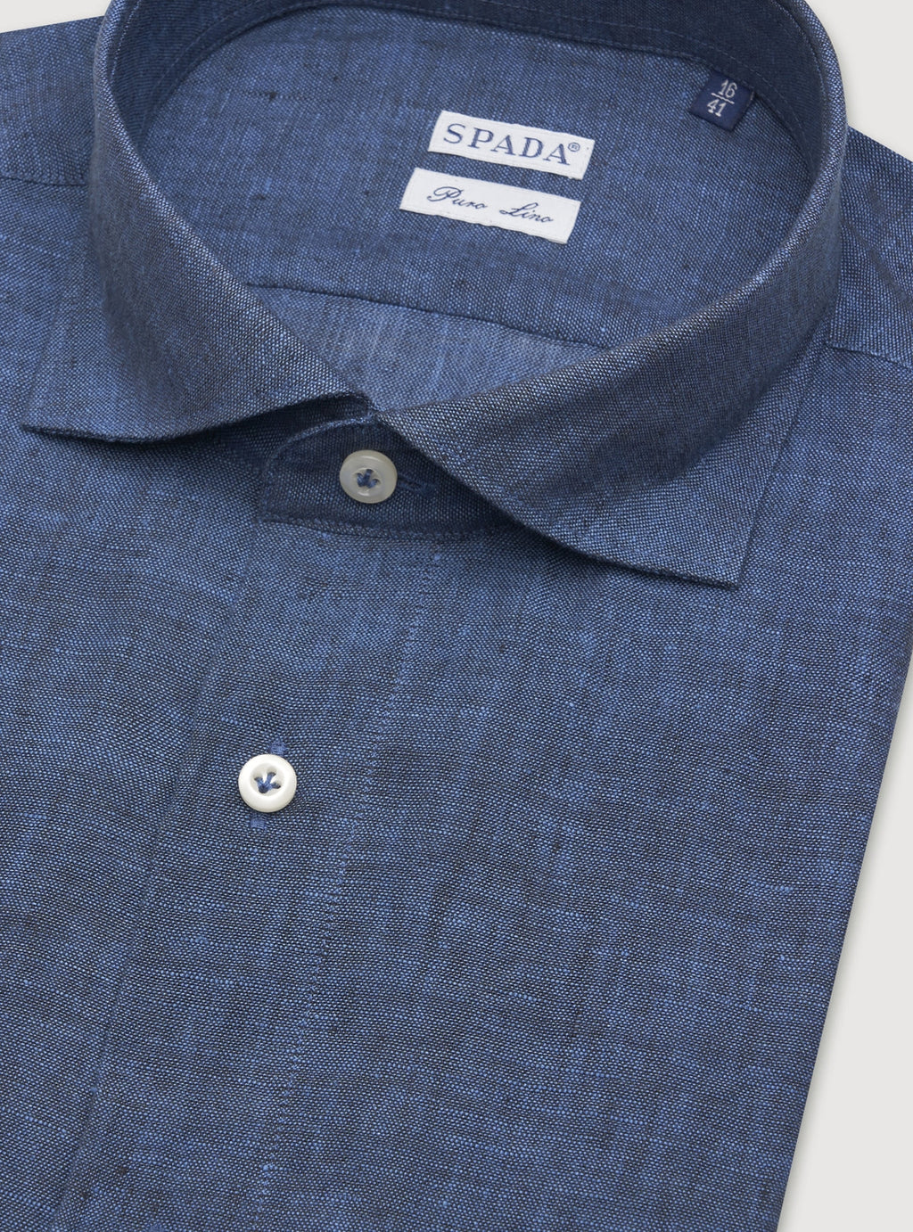 Camicia collo francese in lino tinta unita-2
