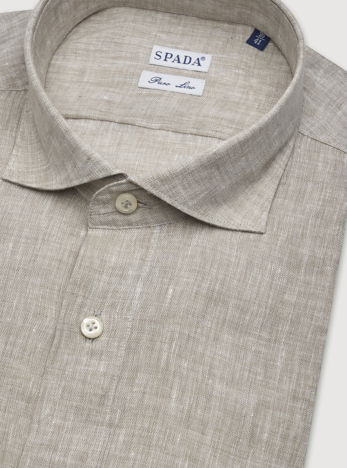 Camicia collo francese in lino tinta unita-2