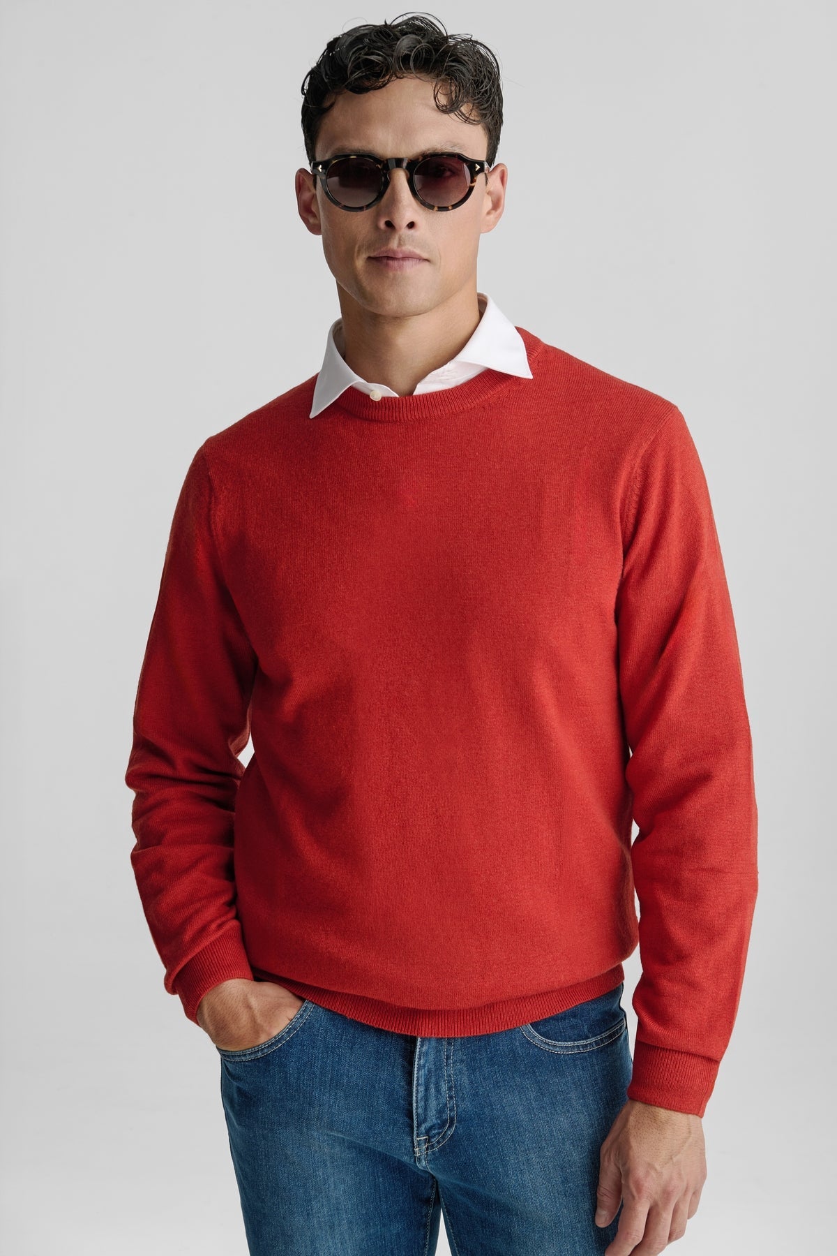 Maglia girocollo in lana e cashmere-0