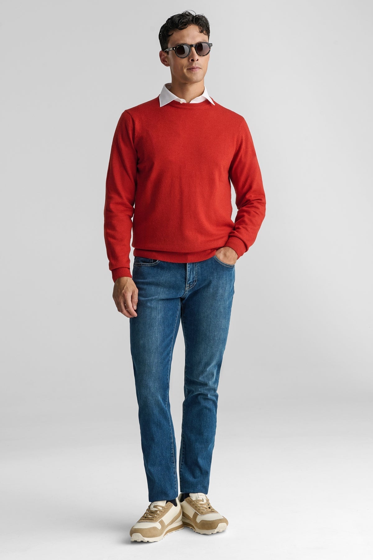 Maglia girocollo in lana e cashmere-1