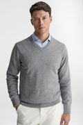Maglia scollo a V in lana e cashmere.-0