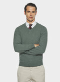 Maglia scollo a V in lana e cashmere.-0