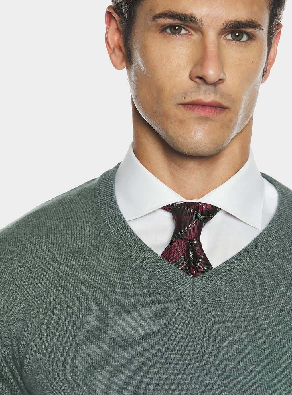 Maglia scollo a V in lana e cashmere.-1
