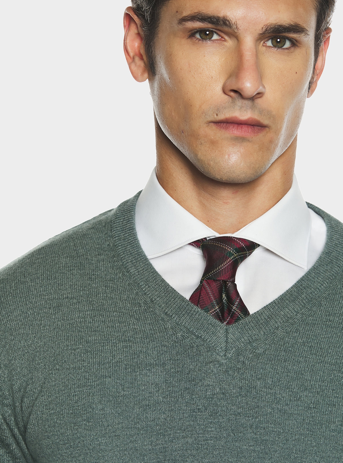 Maglia scollo a V in lana e cashmere.-1