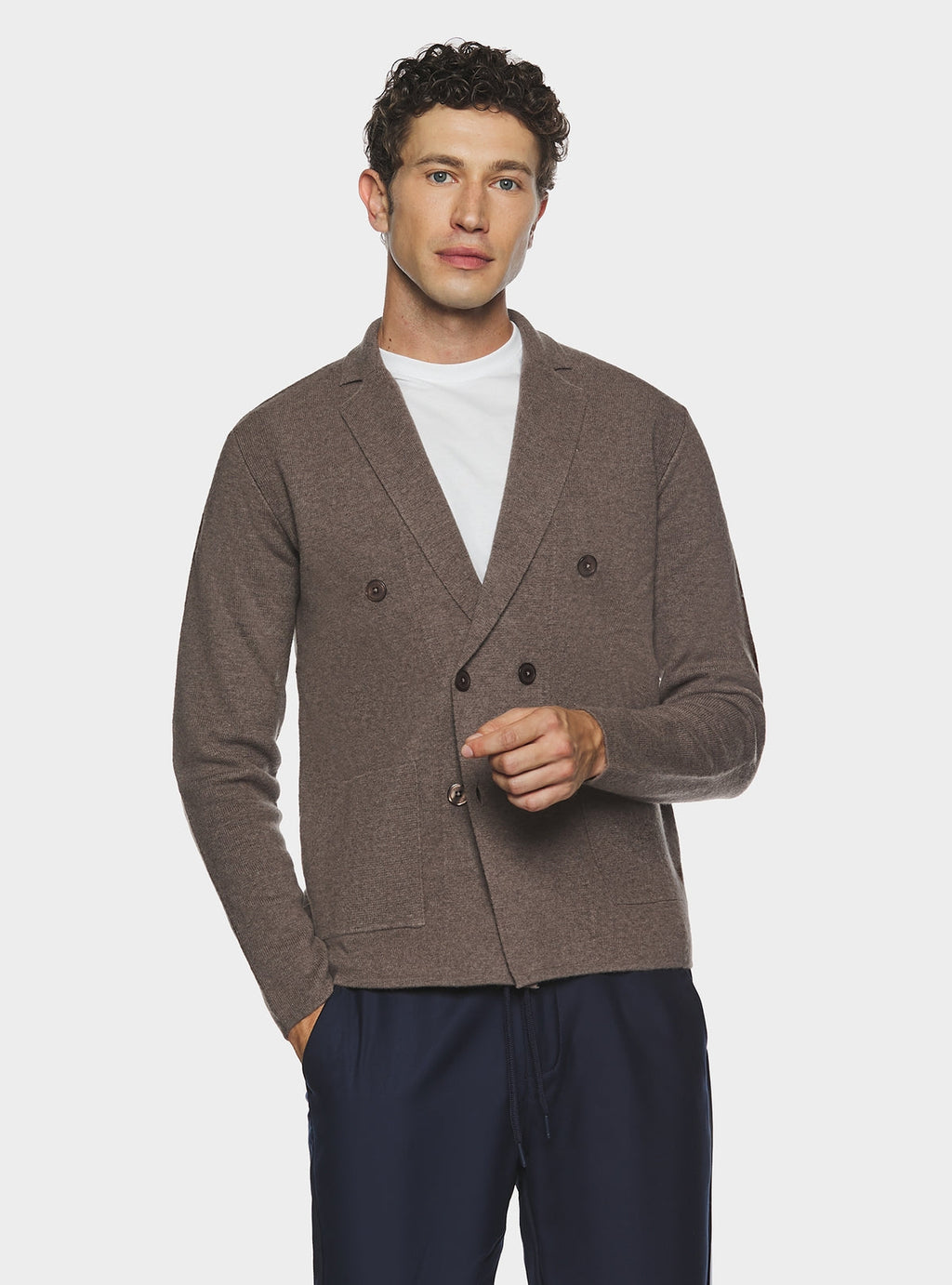 Giacca doppiopetto in lana e cashmere-0