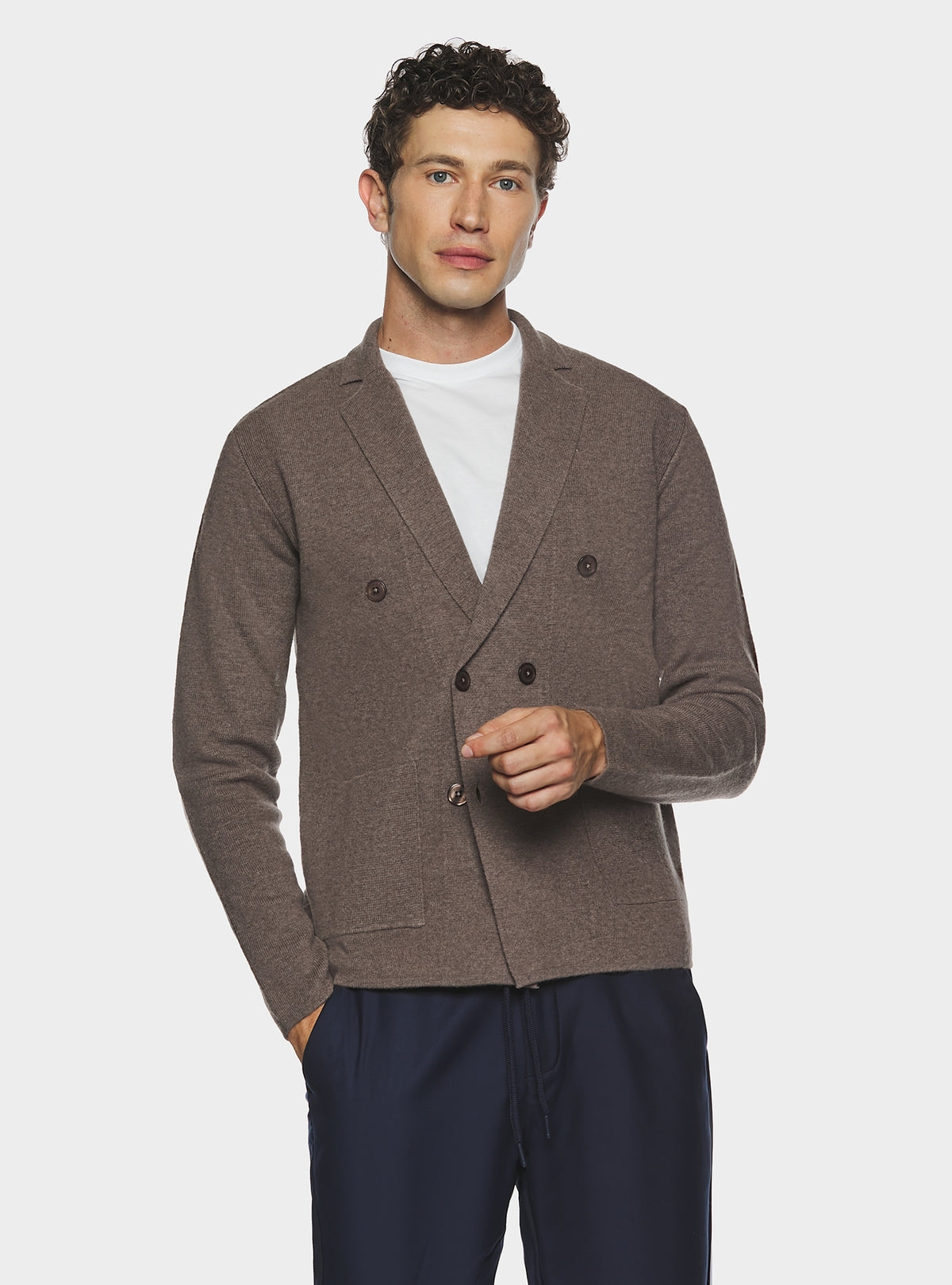 Giacca doppiopetto in lana e cashmere-0
