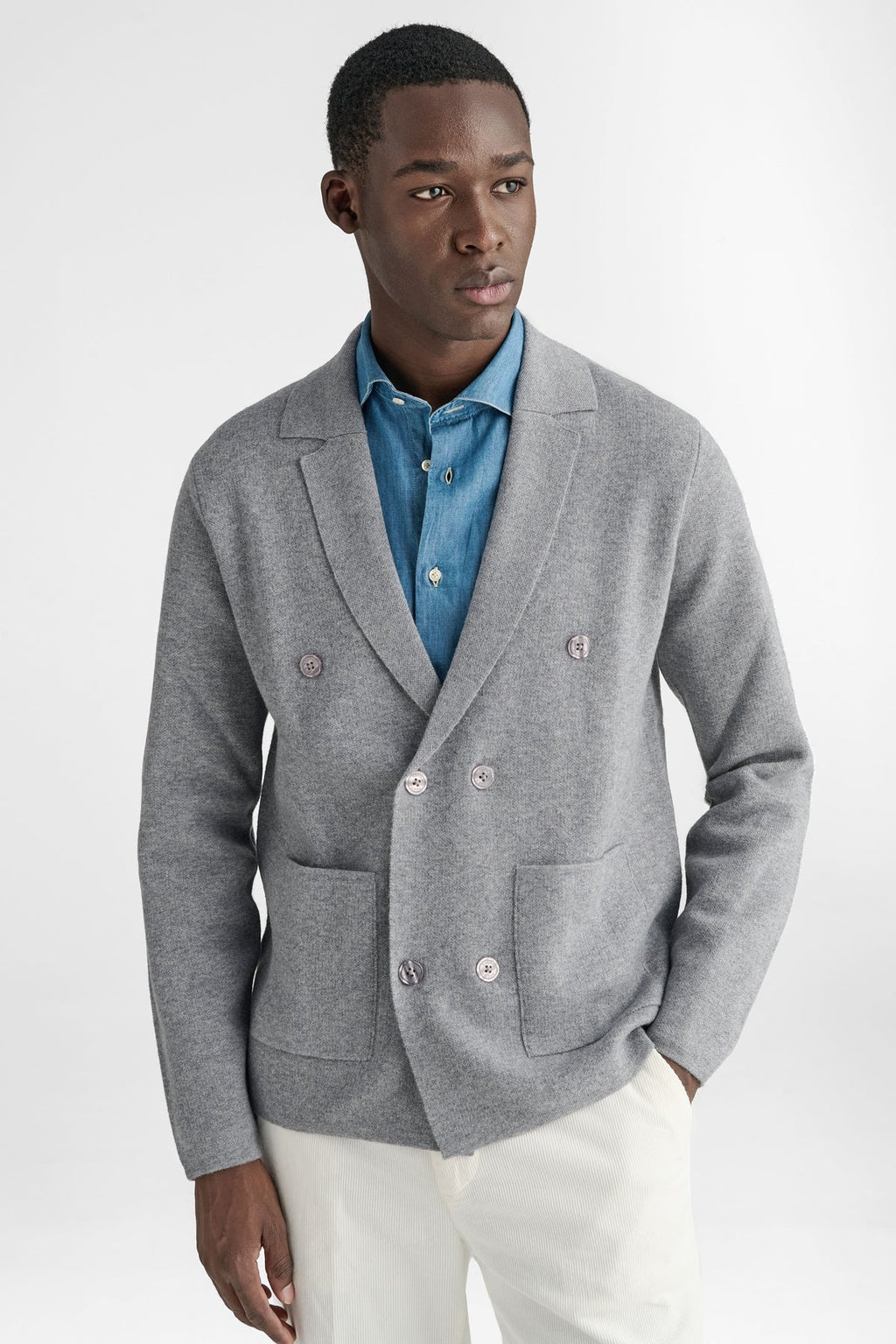 Giacca doppiopetto in lana e cashmere-0