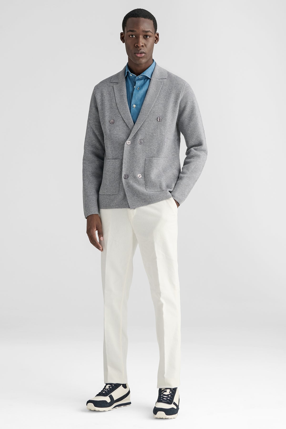 Giacca doppiopetto in lana e cashmere-1