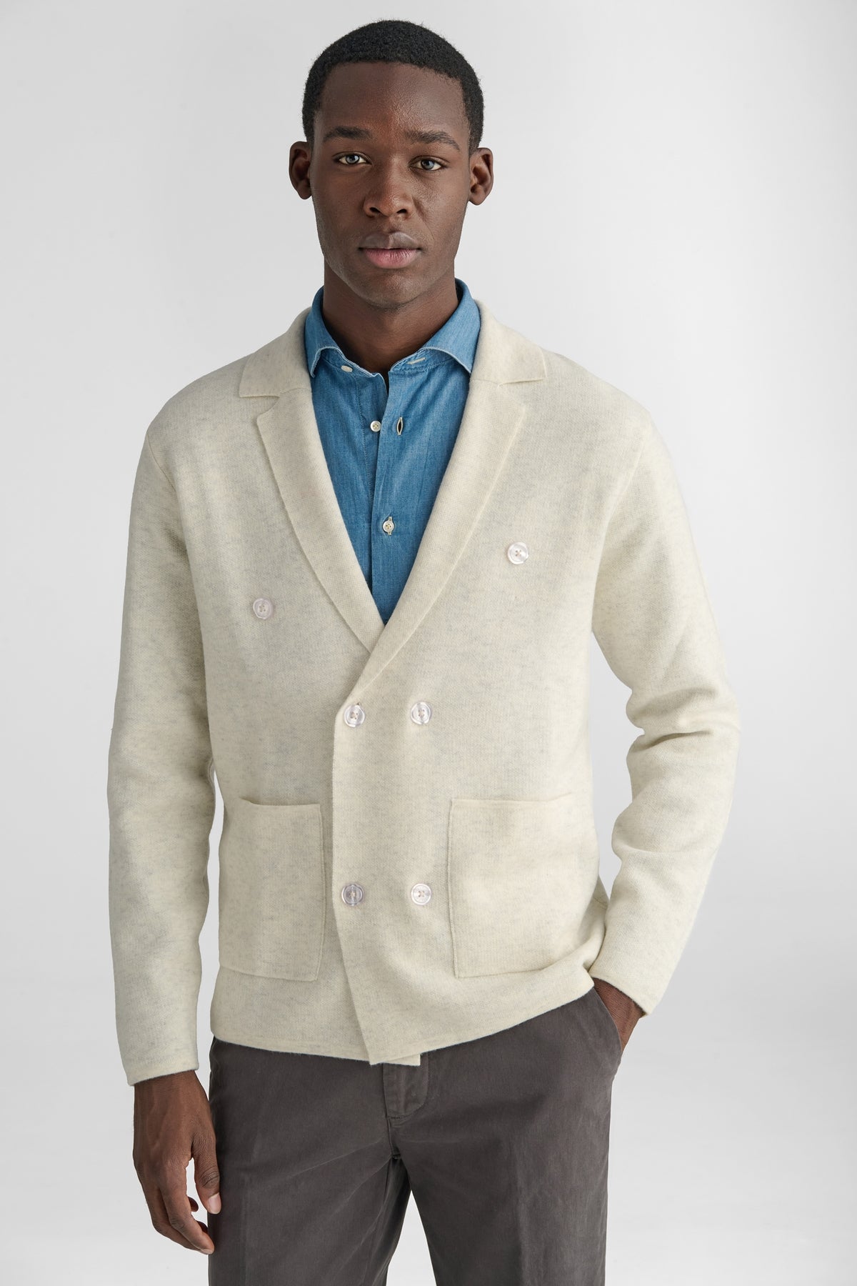 Giacca doppiopetto in lana e cashmere-0