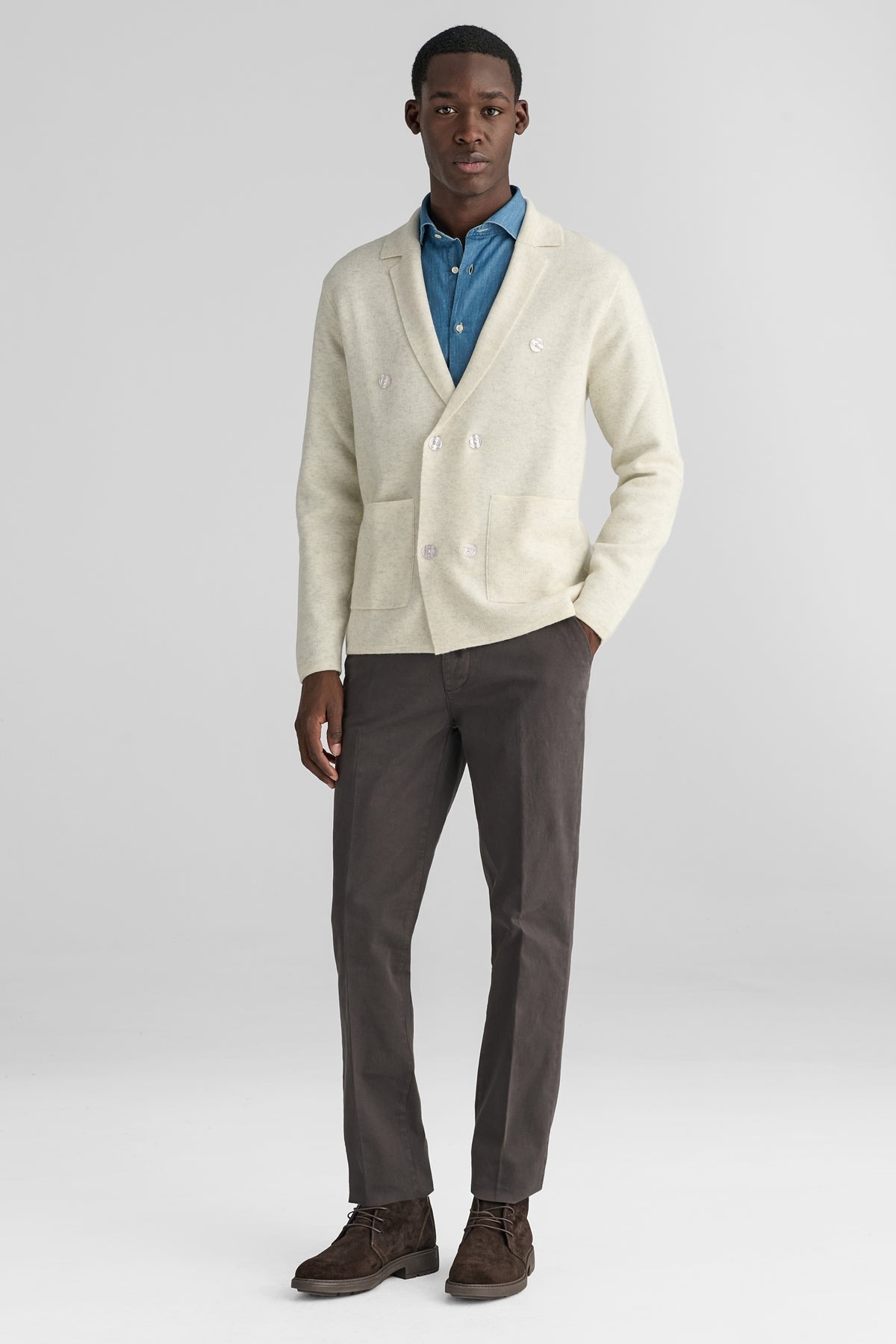 Giacca doppiopetto in lana e cashmere-1