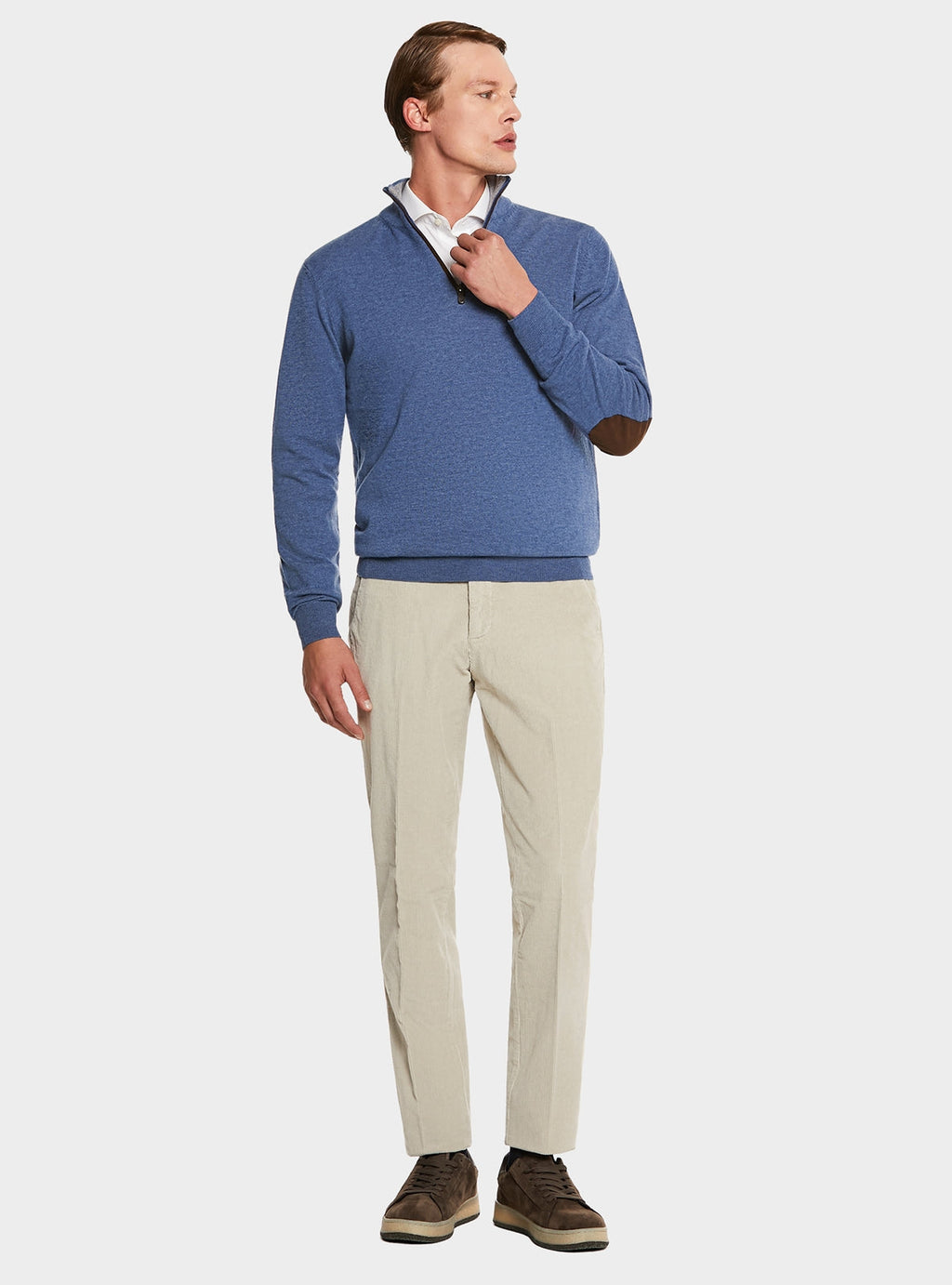 Maglia mezza zip in lana e cashmere-1